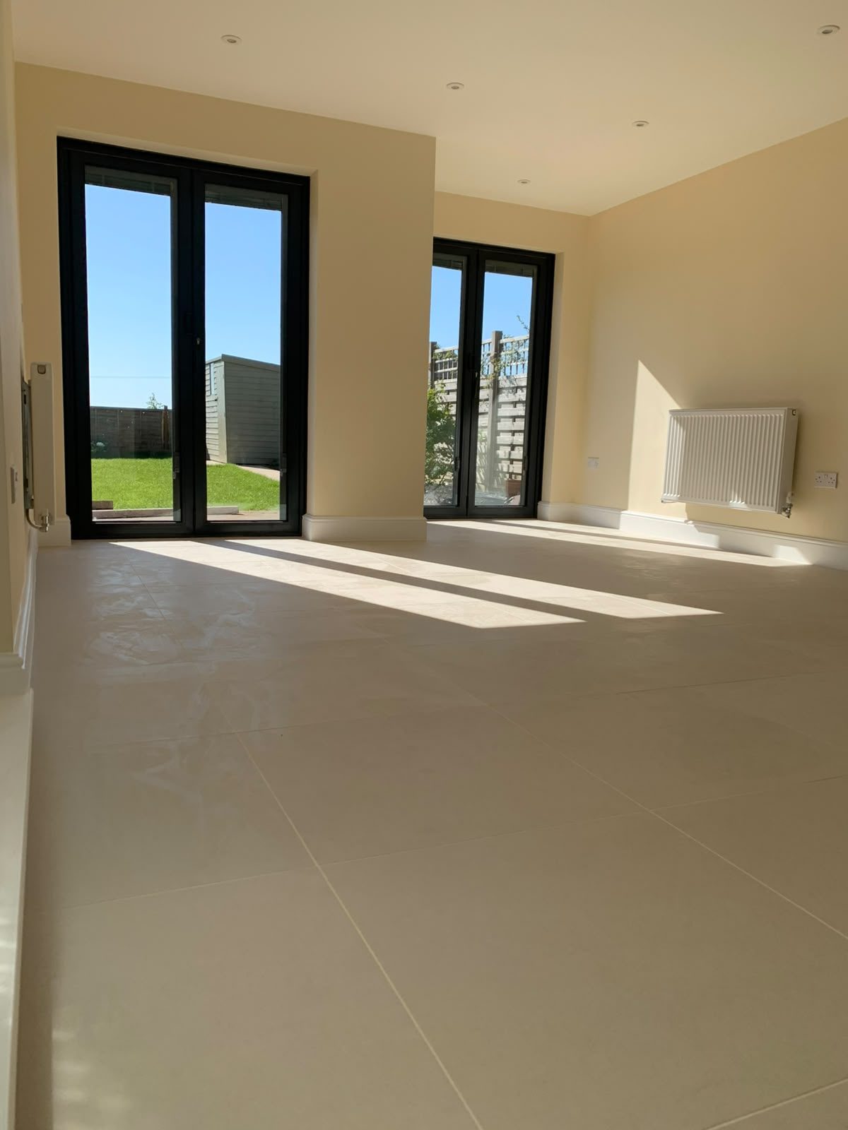 bright extension interior with French doors