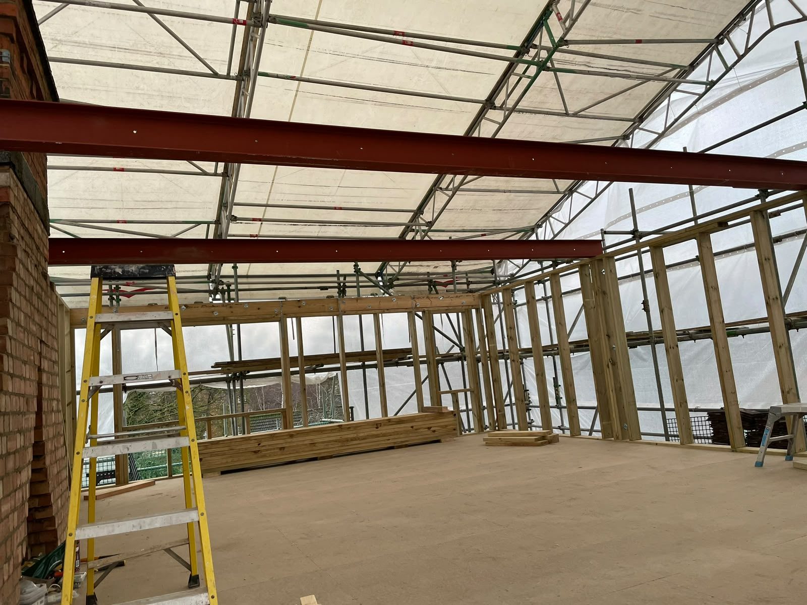 Steel beam installation in Northampton