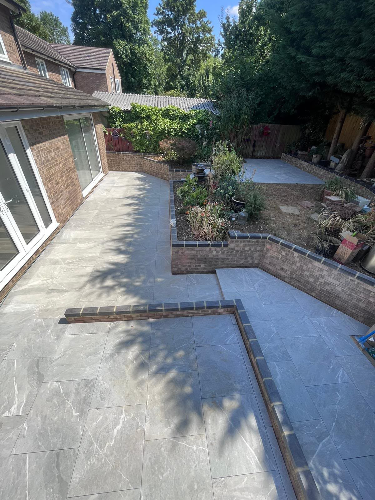 new patio beside a rear extension