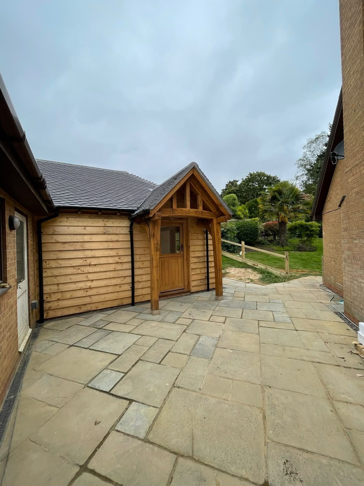 oak frame annex porch and patio