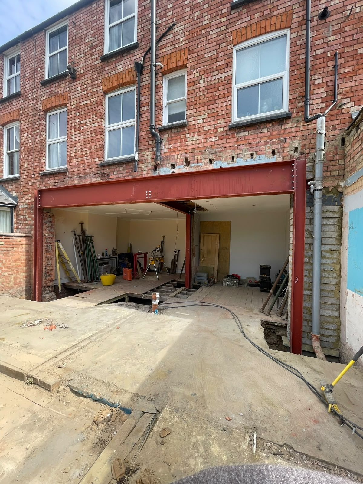 rear wall opened with steel goalpost